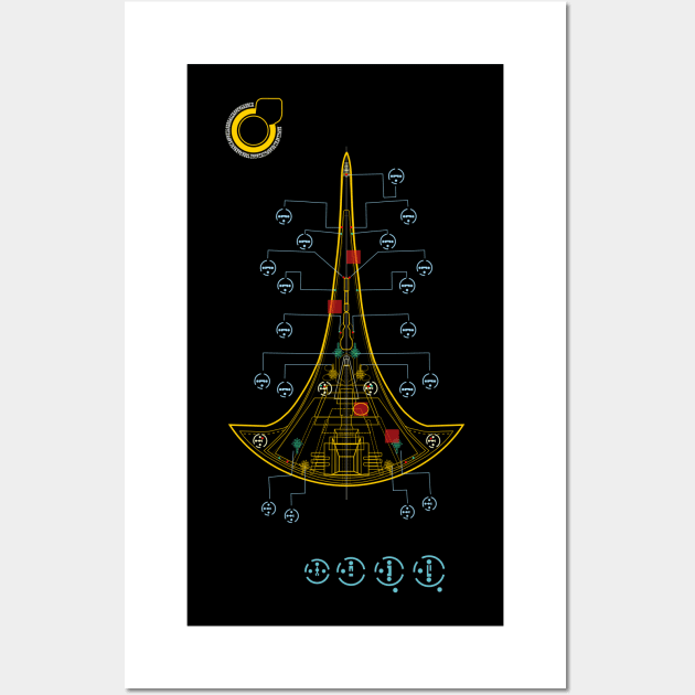 Spaceship blueprint - weapons Wall Art by tomperys